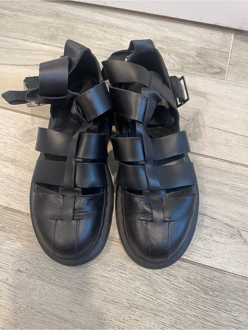Dr. Martens Black Leather Woven Fisherman Sandals - Picture 6 of 7